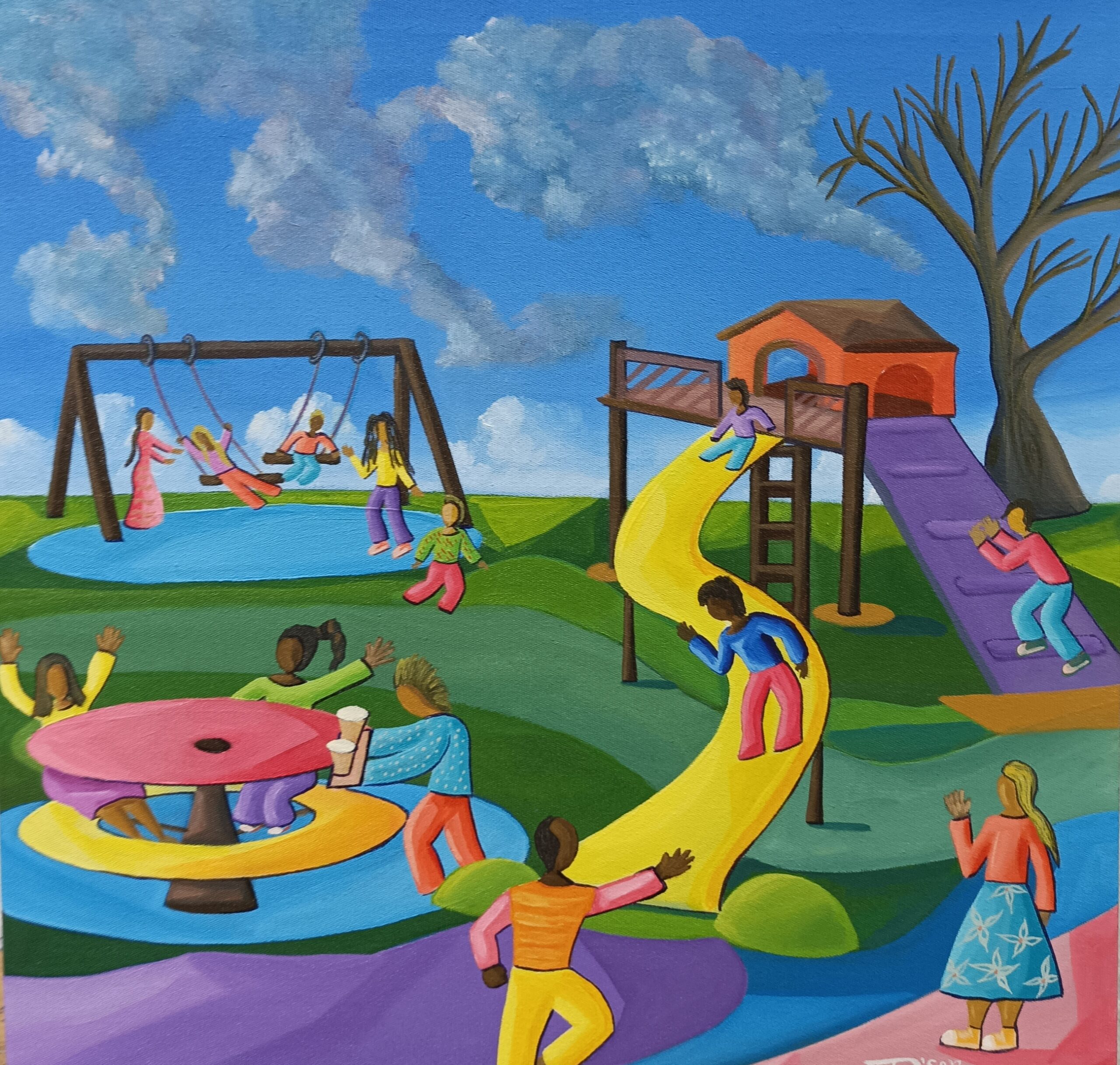 Painting inspired by taking my daughter to the playgrounds
